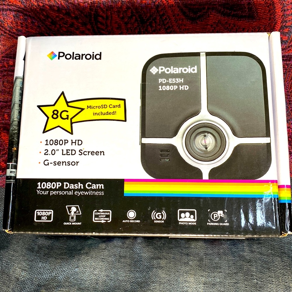 BNIB Polaroid Dash Cam 1080P HD Wide Angle 120 degrees Led Display 2.0”TFT LED
